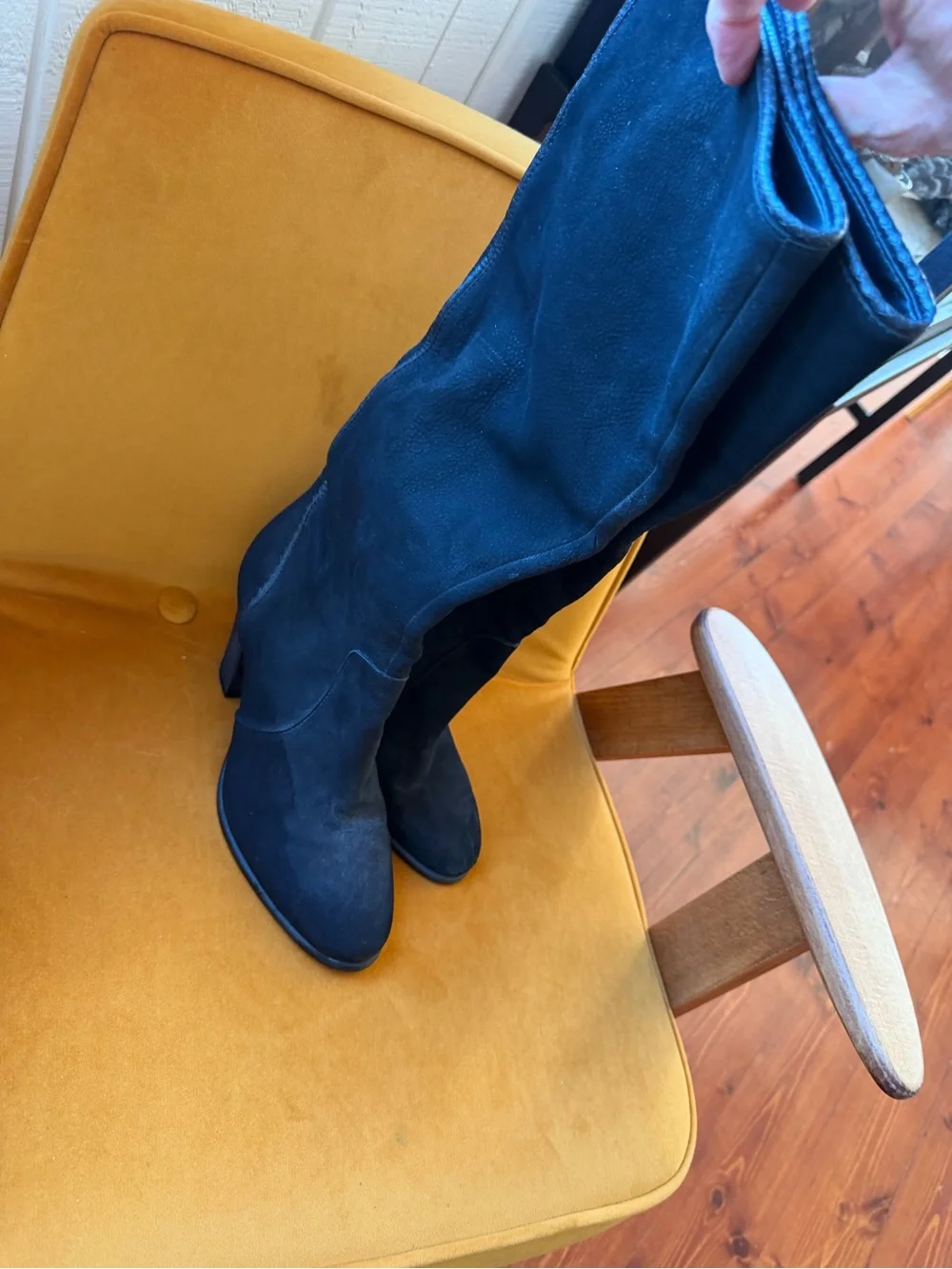 Vince Camuto Black Suede Tall Block-Heel Boots